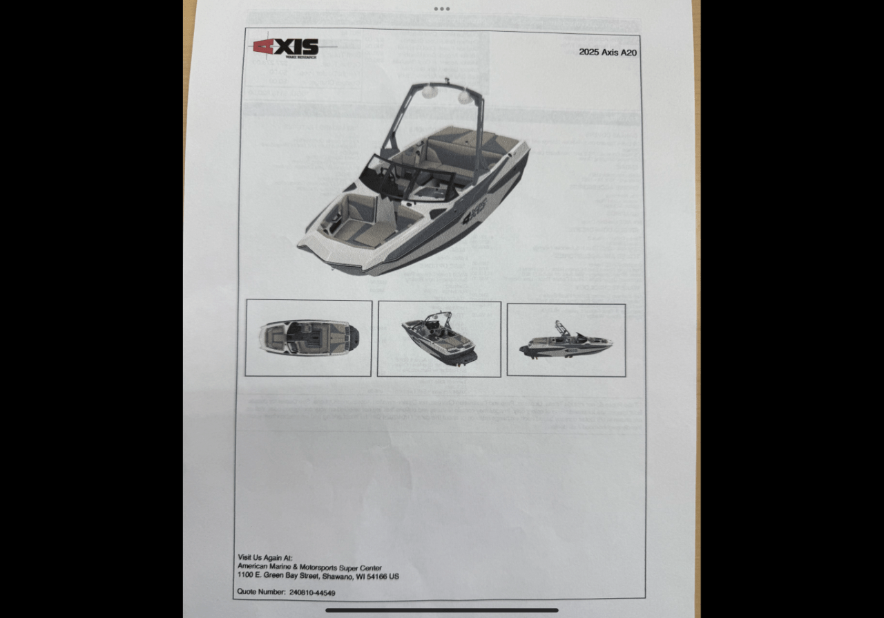 2025 AXIS A20 Wake boat with M5DI and Trailer